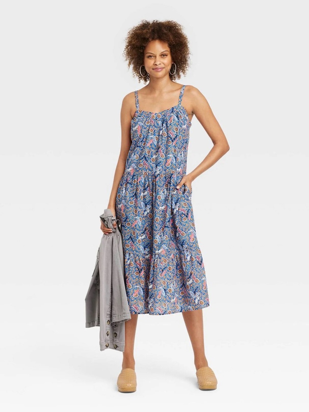 Knox Rose Blue Paisley Tiered Midi Dress
